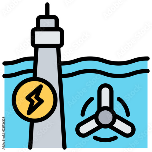 Tidal Power Outline Color Icon