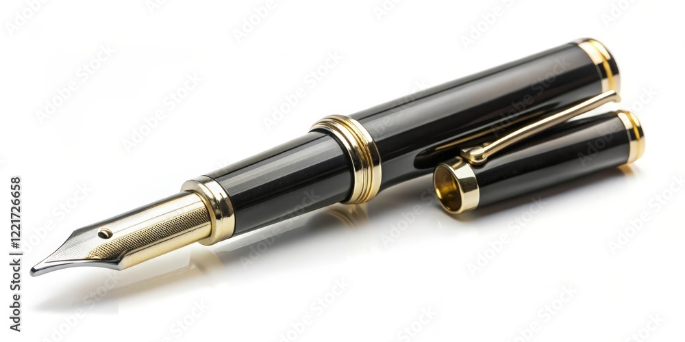 Black Fountain Pen with Gold Accents Black Fountain Pen with Gold Accents