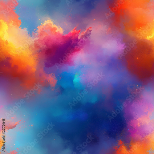 Pattern of colorful clouds of Holi festival powders