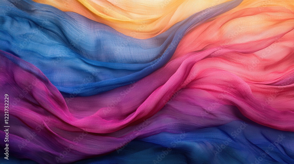 Colorful Waves of Soft Fabric Draped in a Beautiful Flowing Design Colorful Waves of Soft Fabric Draped in a Beautiful Flowing Design