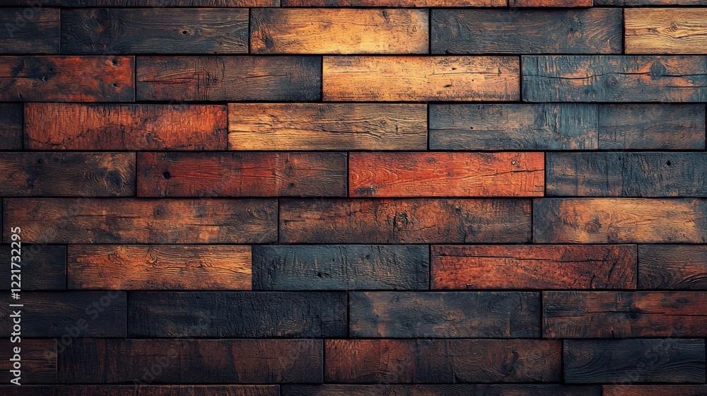 Rustic Wooden Wall with Rich Color Variations Rustic Wooden Wall with Rich Color Variations