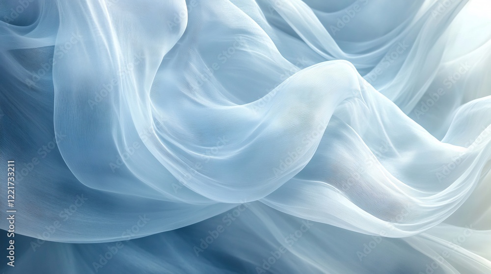 Abstract Blue Silk Fabric Swirling Design, Elegant Light Blue Texture Background, Soft Flowing Drapes, Gentle Breeze, Serene Atmosphere Abstract Blue Silk Fabric Swirling Design, Elegant Light Blue Texture Background, Soft Flowing Drapes, Gentle Breeze, Serene Atmosphere