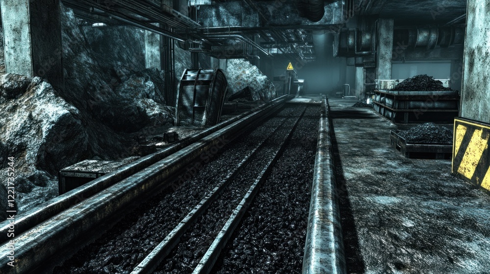 Naklejka premium Underground coal mine conveyor transport