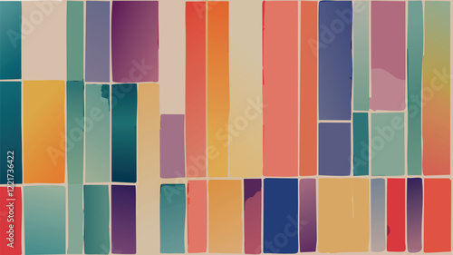 Colorful watercolor mosaic print. Abstract, geometric design vector illustration.