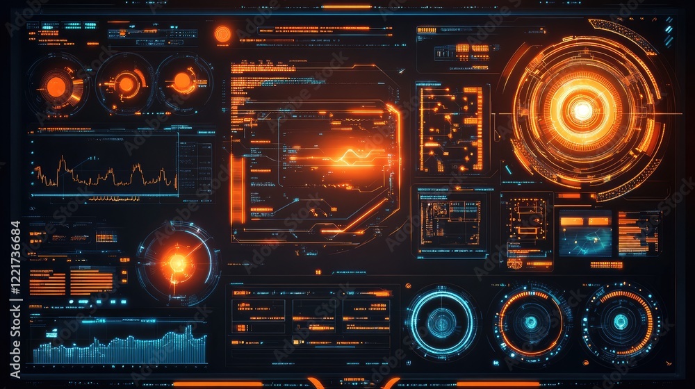 Futuristic interface with glowing lights and technology Futuristic interface with glowing lights and technology