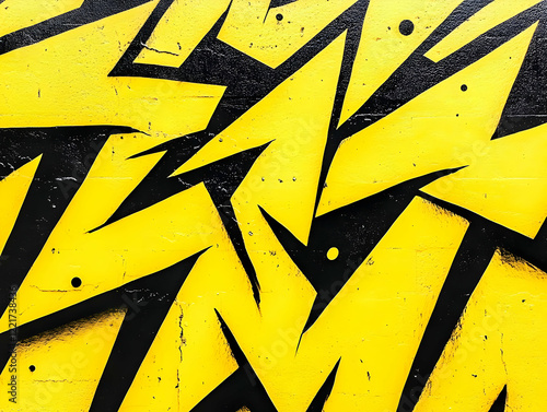 Abstract yellow black graffiti wall art texture