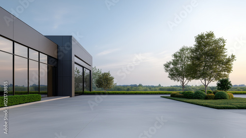 Wallpaper Mural Modern building exterior with landscaped area and trees in background. Torontodigital.ca