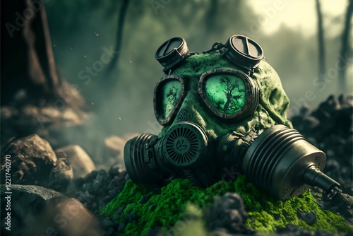 old gas mask, Background Concept, artwork and digital art, Illustration, wallpaper, painting Abstract luxury, Mockup, generative AI  photo