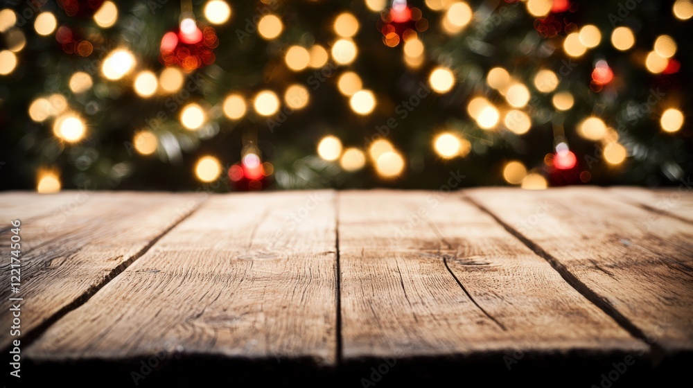 Cozy Holiday Background with Wooden Table Cozy Holiday Background with Wooden Table