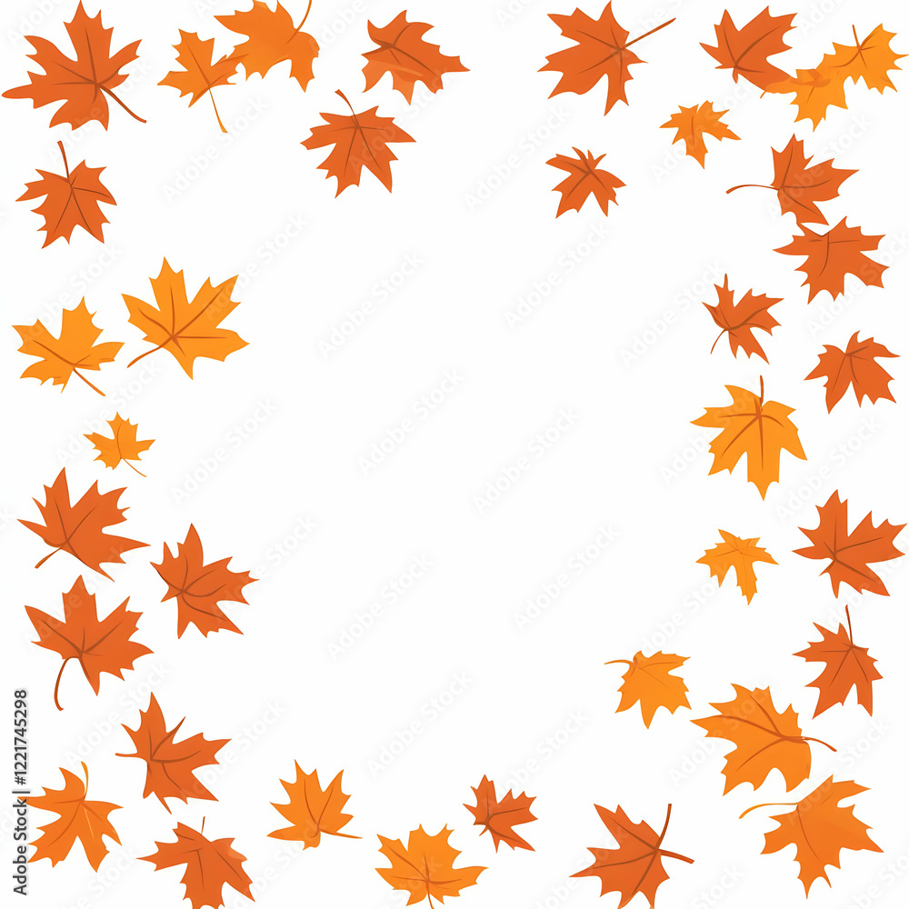 Autumn leaves frame, white background, fall design Autumn leaves frame, white background, fall design
