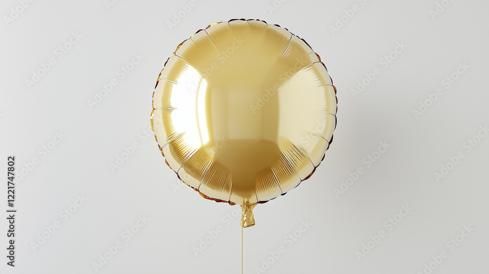 Fototapeta premium Round circle shape metallic foil balloon in gold color.