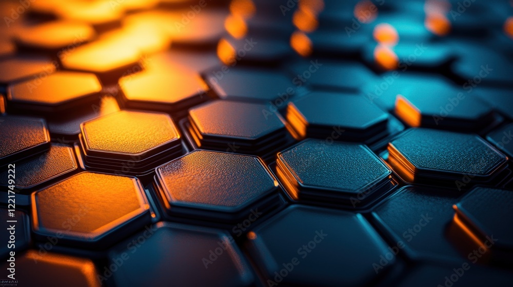 Obraz premium Futuristic Hexagonal Textures with Vibrant Lighting