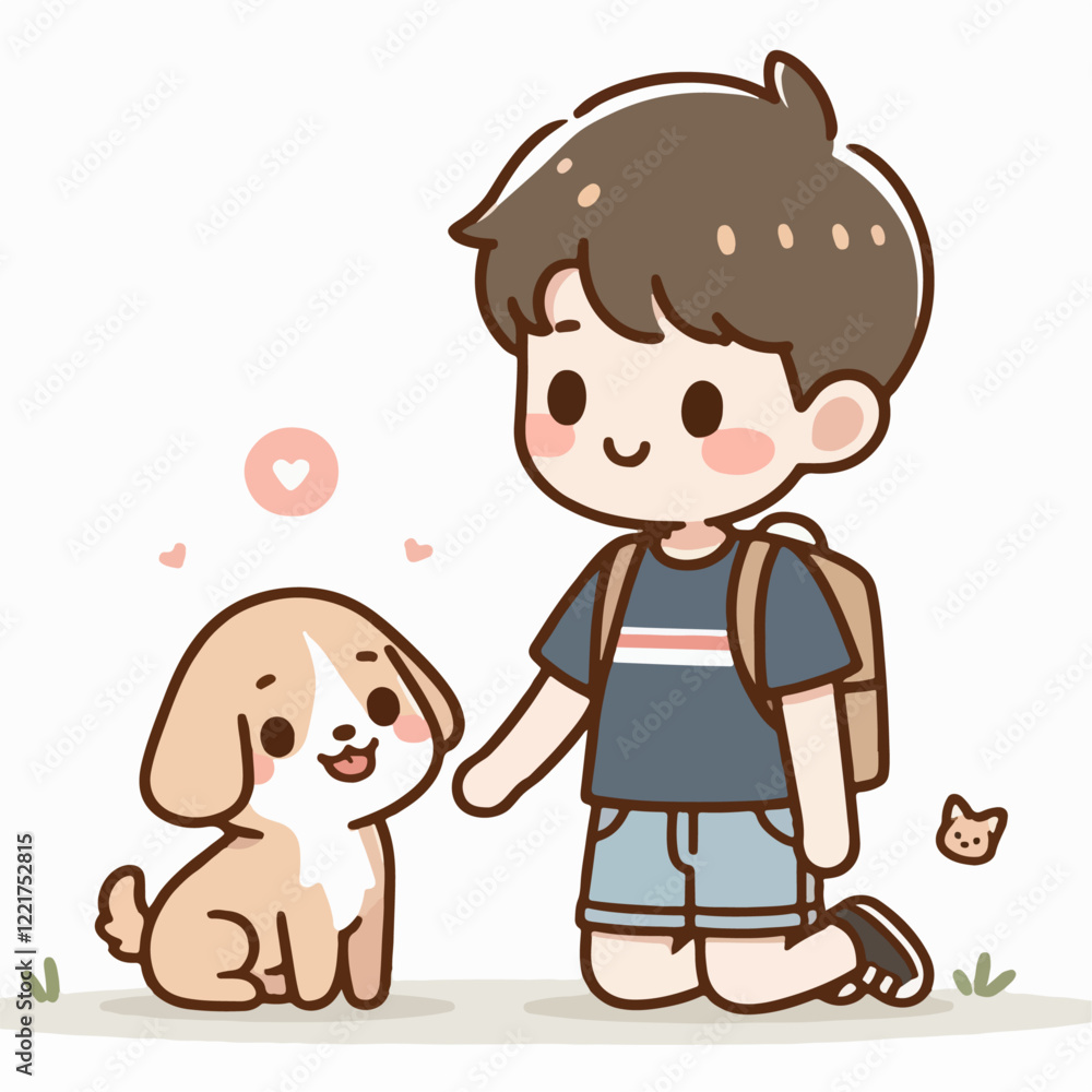 vector illustration of cute cartoon people with dogs vector illustration of cute cartoon people with dogs