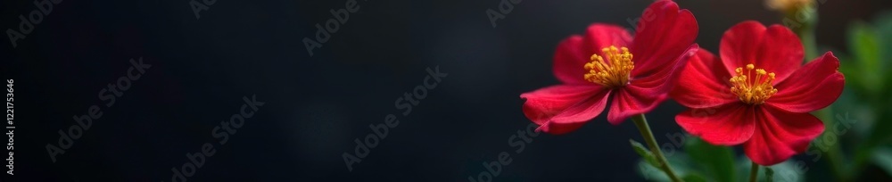 Isolated calibrachoa flower on a dark background with bright lights, light, flower
