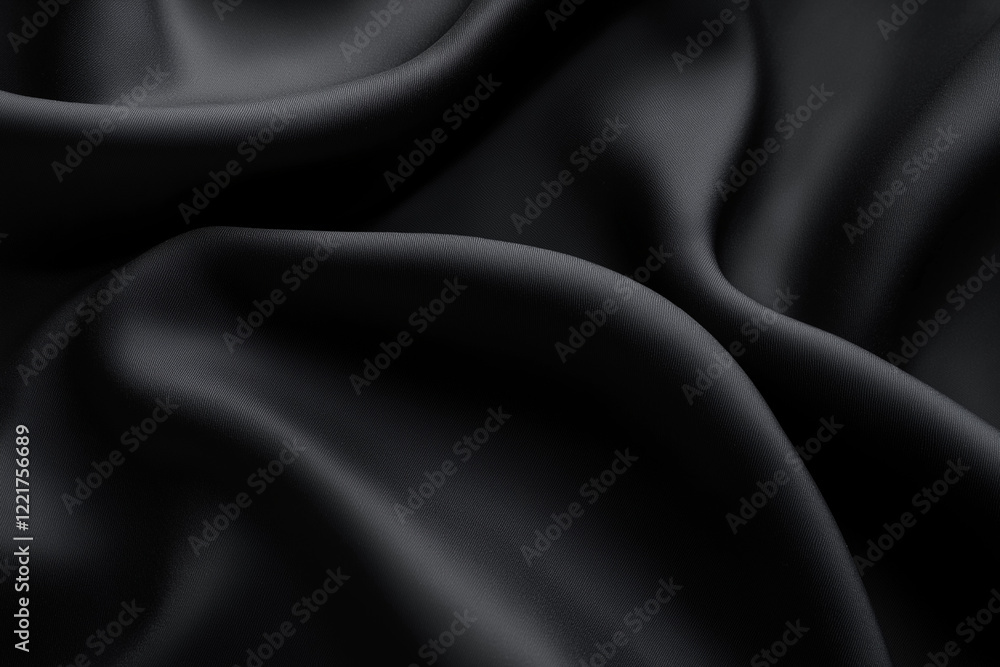 Fototapeta premium A simple and elegant black fabric background with soft folds and texture, creating a luxurious and minimalistic atmosphere.