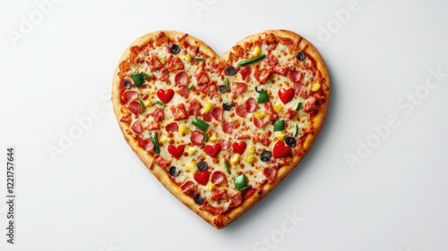 Delicious Heart Shaped Pizza with Pepperoni Vegetables and Cheese for Valentine s Day