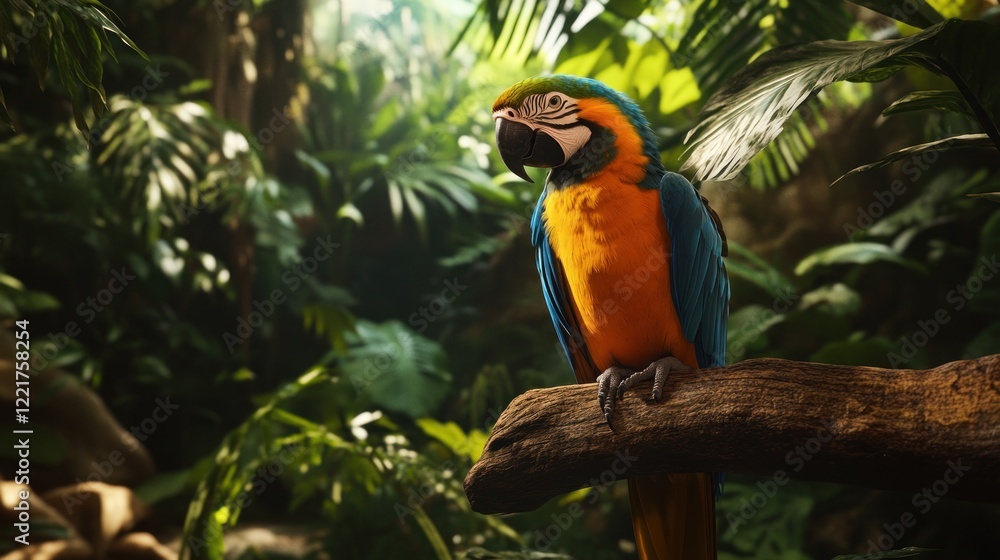 Obraz premium Majestic Blue-and-gold Macaw in Lush Tropical Paradise