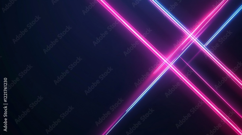 Abstract neon light streaks with pink and blue crossing on dark background Abstract neon light streaks with pink and blue crossing on dark background