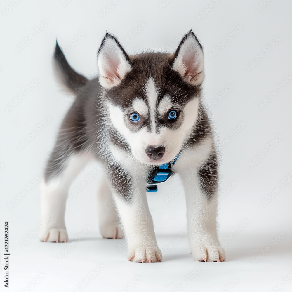 Adorable husky puppy with striking blue eyes Adorable husky puppy with striking blue eyes