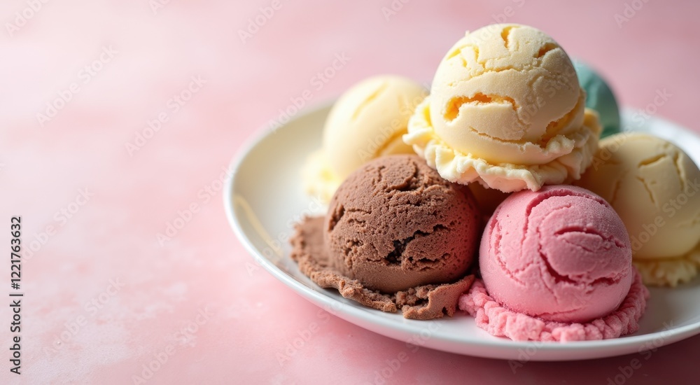 Three scoops of ice cream in a bowl Three scoops of ice cream in a bowl