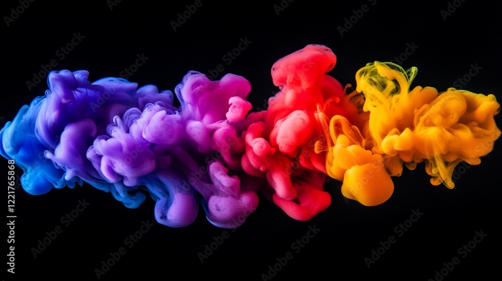 Colorful abstract smoke effect with blue purple red and yellow hues swirling Colorful abstract smoke effect with blue purple red and yellow hues swirling