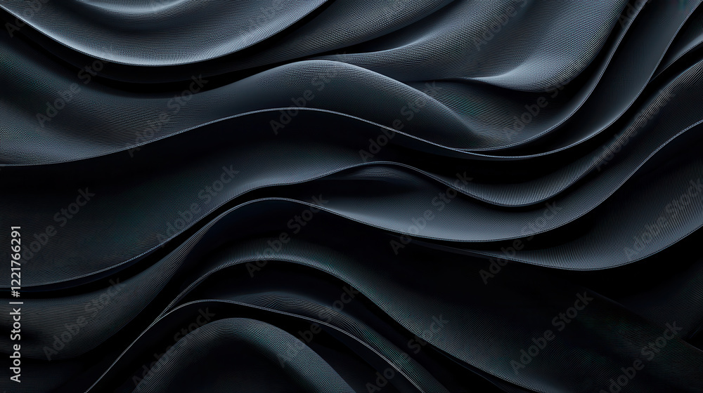 Obraz premium Smooth black and grey fabric with dynamic flowing patterns creates elegant and modern aesthetic. texture adds depth and sophistication to any design project