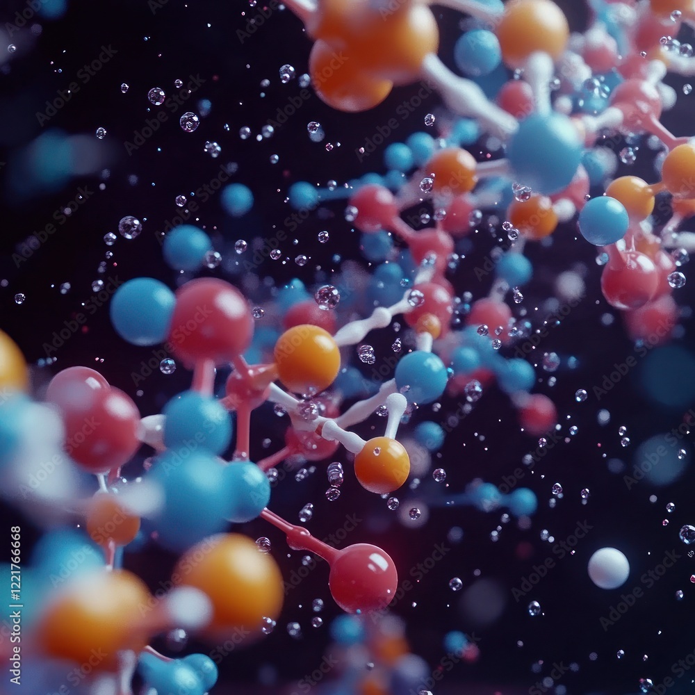 Abstract Molecular Structure: Vibrant Colors and Dynamic Bonds Abstract Molecular Structure: Vibrant Colors and Dynamic Bonds