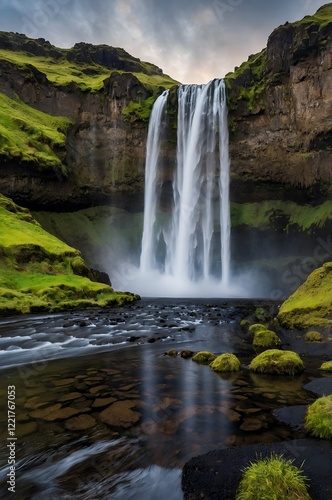 waterfall in the mountains