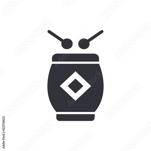 Chinese drum solid icons, minimalist vector illustration ,simple transparent graphic element .Isolated on white background