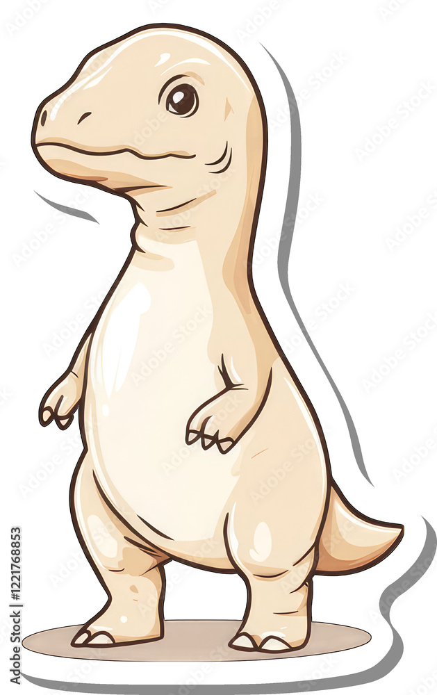 Obraz premium Adorable Baby Dinosaur Standing Cartoon Illustration
