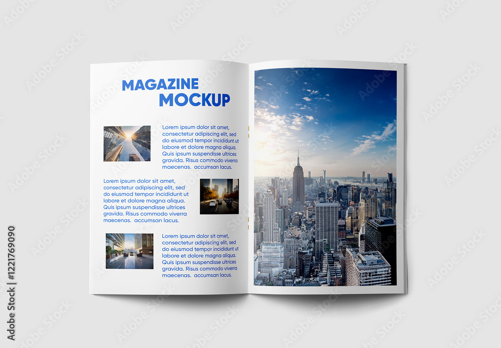Open A4 Magazine Mockup Stock Template | Adobe Stock