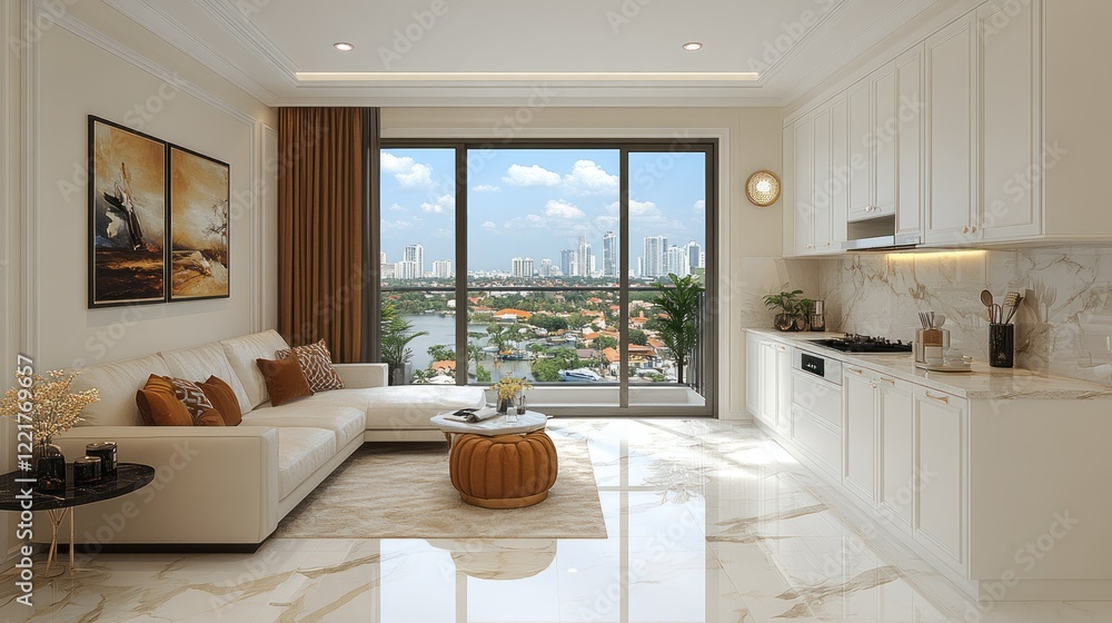 Fototapeta premium Luxury Apartment with Stunning City View