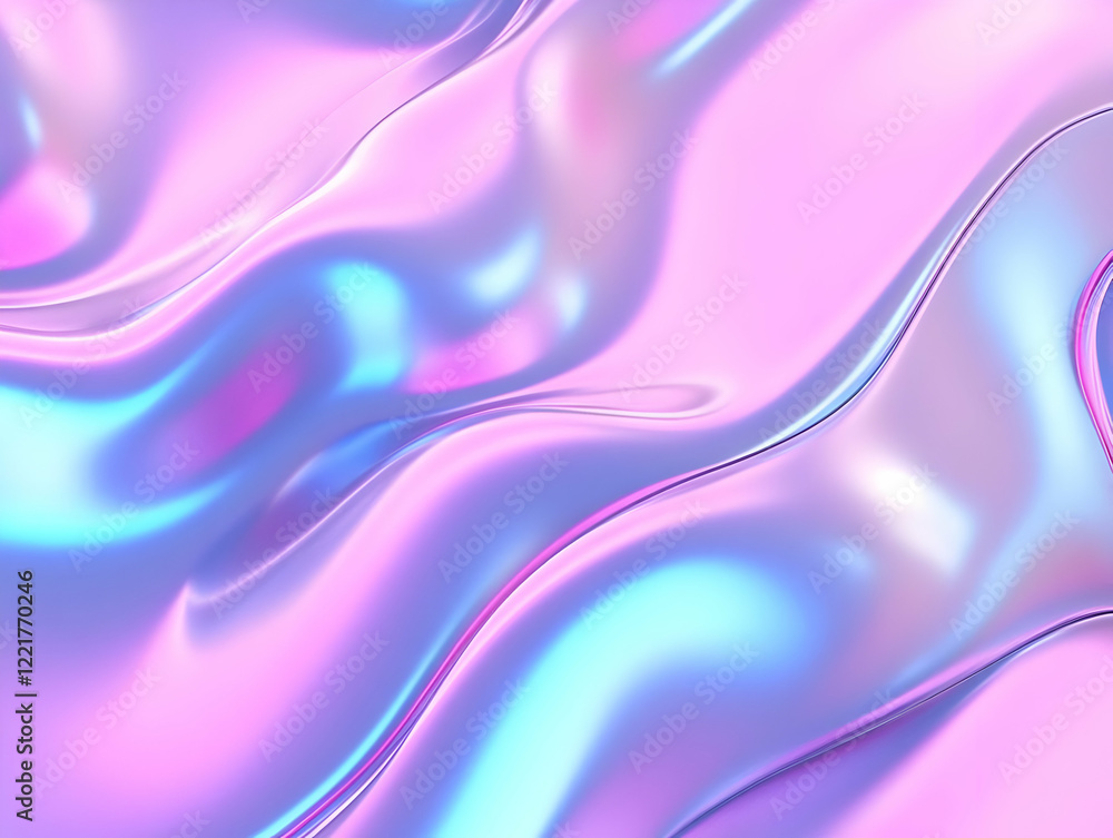 Naklejka premium Iridescent pink, blue liquid swirls. Background design