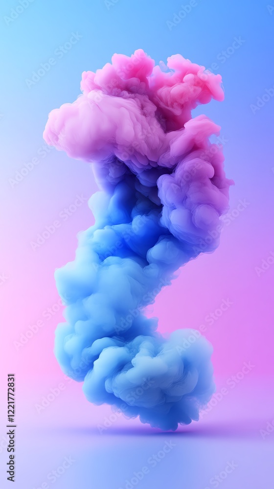 Obraz premium Glossy fonts, emerging from misty abstract environments, soft gradients, 3D illustration