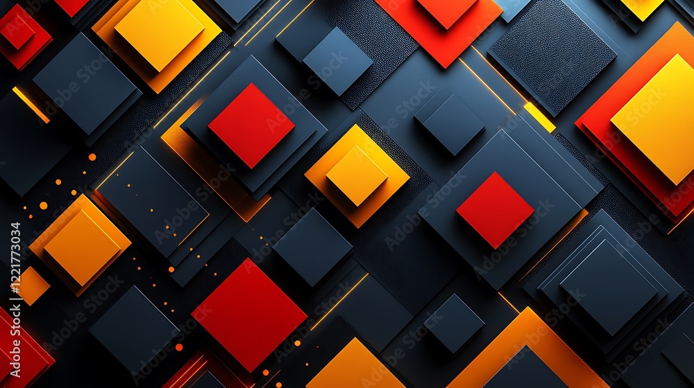 Abstract Geometric Design Featuring Red Orange and Dark Gray Squares Abstract Geometric Design Featuring Red Orange and Dark Gray Squares