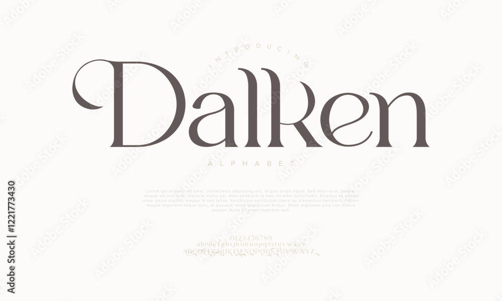 Dalken typography beauty fashion elegant minimalist serif italic fonts decorative wedding vintage retro logos. Minimal luxury font alphabet logo. Vector illustration Dalken typography beauty fashion elegant minimalist serif italic fonts decorative wedding vintage retro logos. Minimal luxury font alphabet logo. Vector illustration
