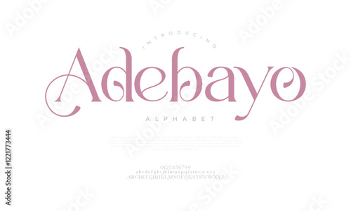 Adebayo typography beauty fashion elegant minimalist serif italic fonts decorative wedding vintage retro logos. Minimal luxury font alphabet logo. Vector illustration