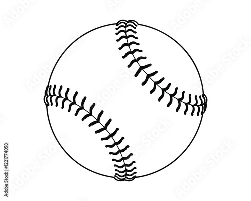 Baseball Icon. Black and white line art