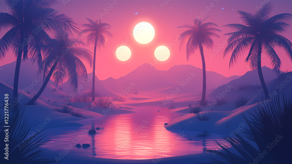 Obraz premium serene desert oasis