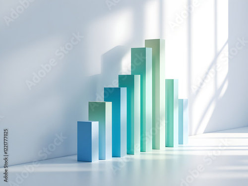 modern 3d bar chart graph isolated on white background