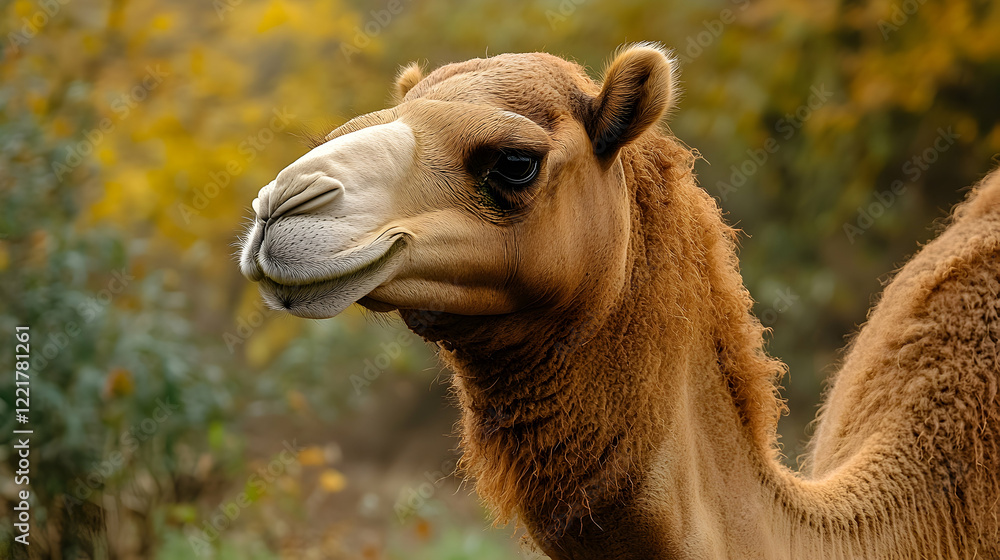 Obraz premium Close-Up View of a Camel with Lush Brown Fur and Gentle Expression