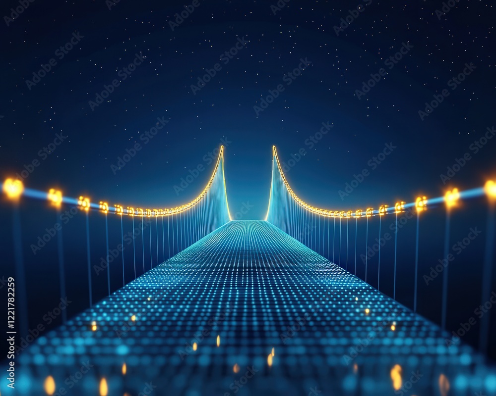 Obraz premium Glowing Bridge Between Two Platforms Representing Connection