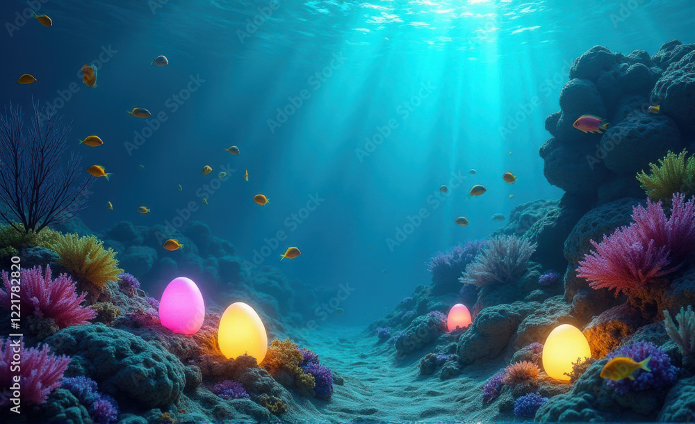 Naklejka premium easter eggs under the sea