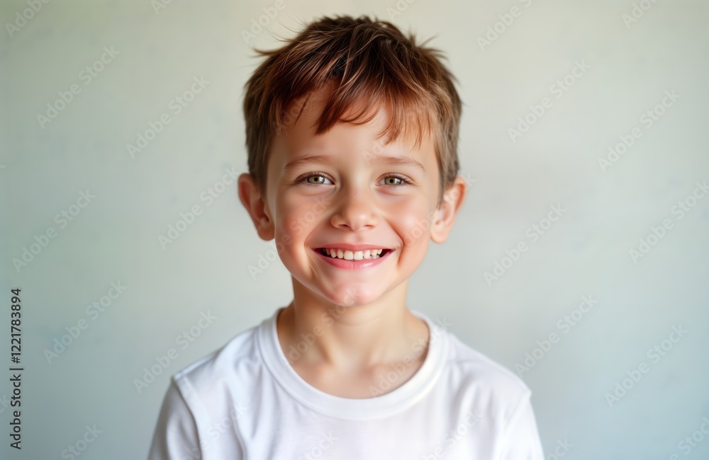 Smiling boy in white t-shirt. Studio portrait of happy child. Little boy expressing joy, happiness. Childrens photo beauty of childhood. Cute kid in casual clothing. Adorable, cheerful expression. Smiling boy in white t-shirt. Studio portrait of happy child. Little boy expressing joy, happiness. Childrens photo beauty of childhood. Cute kid in casual clothing. Adorable, cheerful expression.