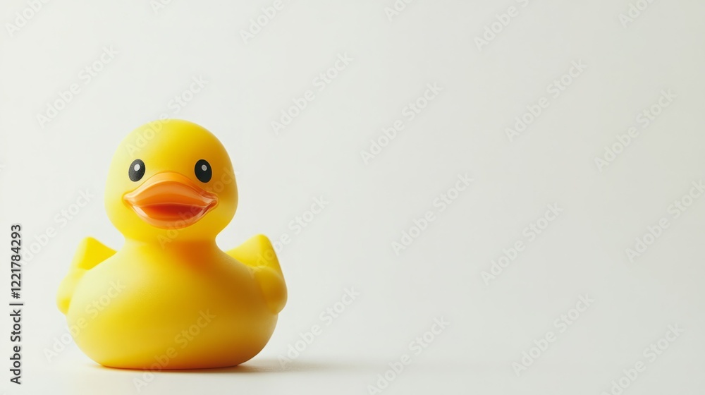 A cheerful yellow rubber ducky against a bright white background. A cheerful yellow rubber ducky against a bright white background.