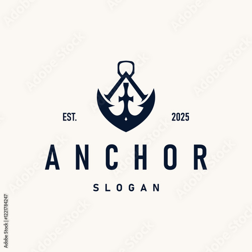 silhouette illustration anchor logo sailor design simple ocean symbol anchor ship marine retro vintage