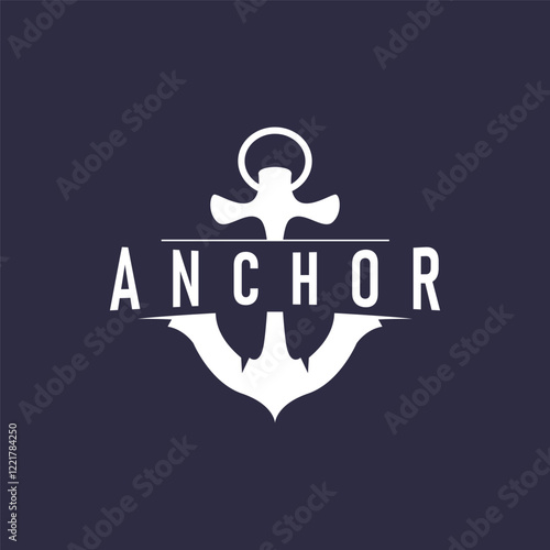 silhouette illustration anchor logo sailor design simple ocean symbol anchor ship marine retro vintage