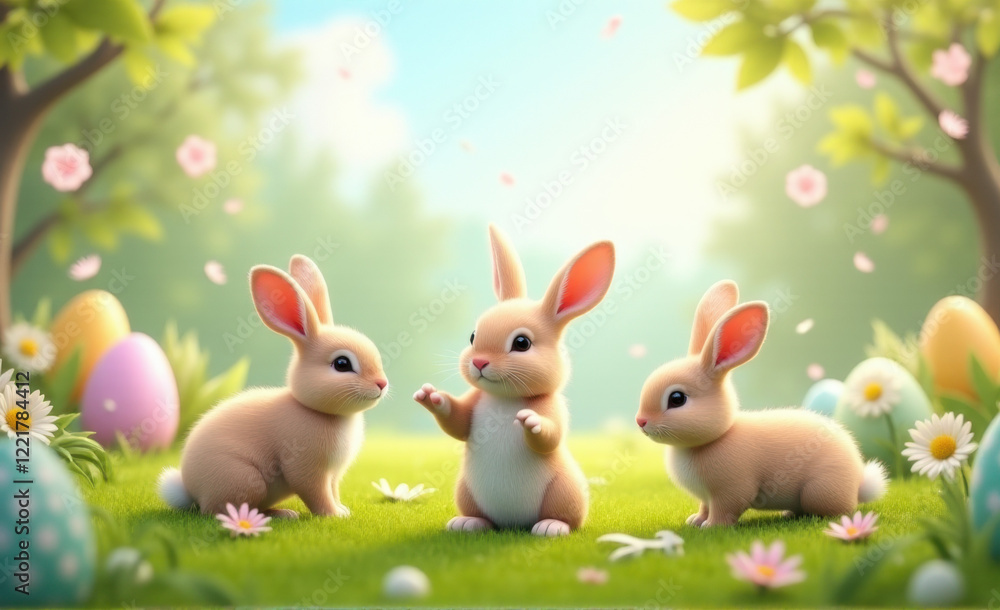 easter bunny and easter eggs background easter bunny and easter eggs background