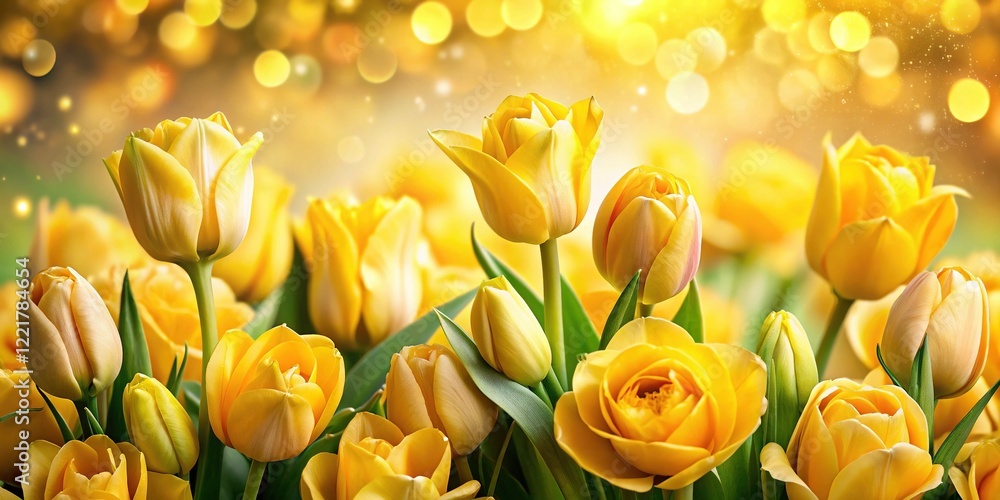 Vibrant Yellow Rose & Tulip Floral Pattern - High-Resolution Stock Photo