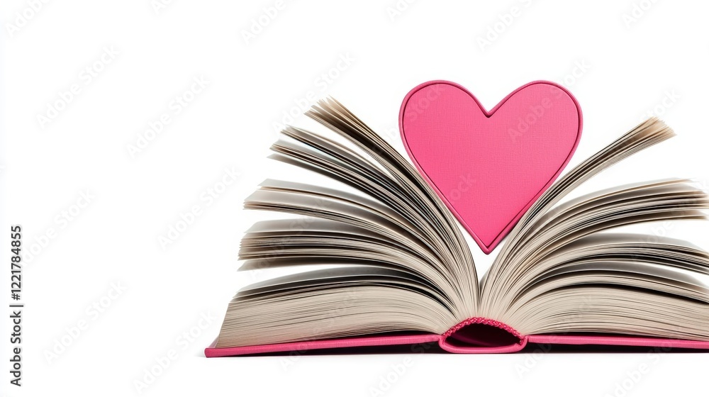 Fototapeta premium 3D open books with glowing heart-shaped pages
